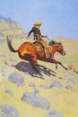 The Cowboy by Frederic Remington Vintage Western Giclee Art Print