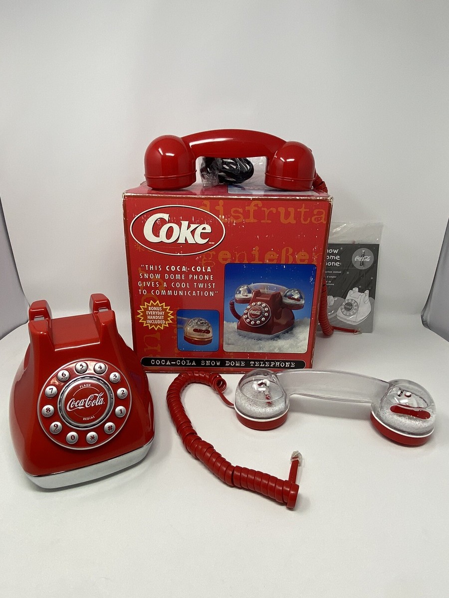 Vintage Coca Cola Snow Dome Phone Telephone Original Box 2 Hand