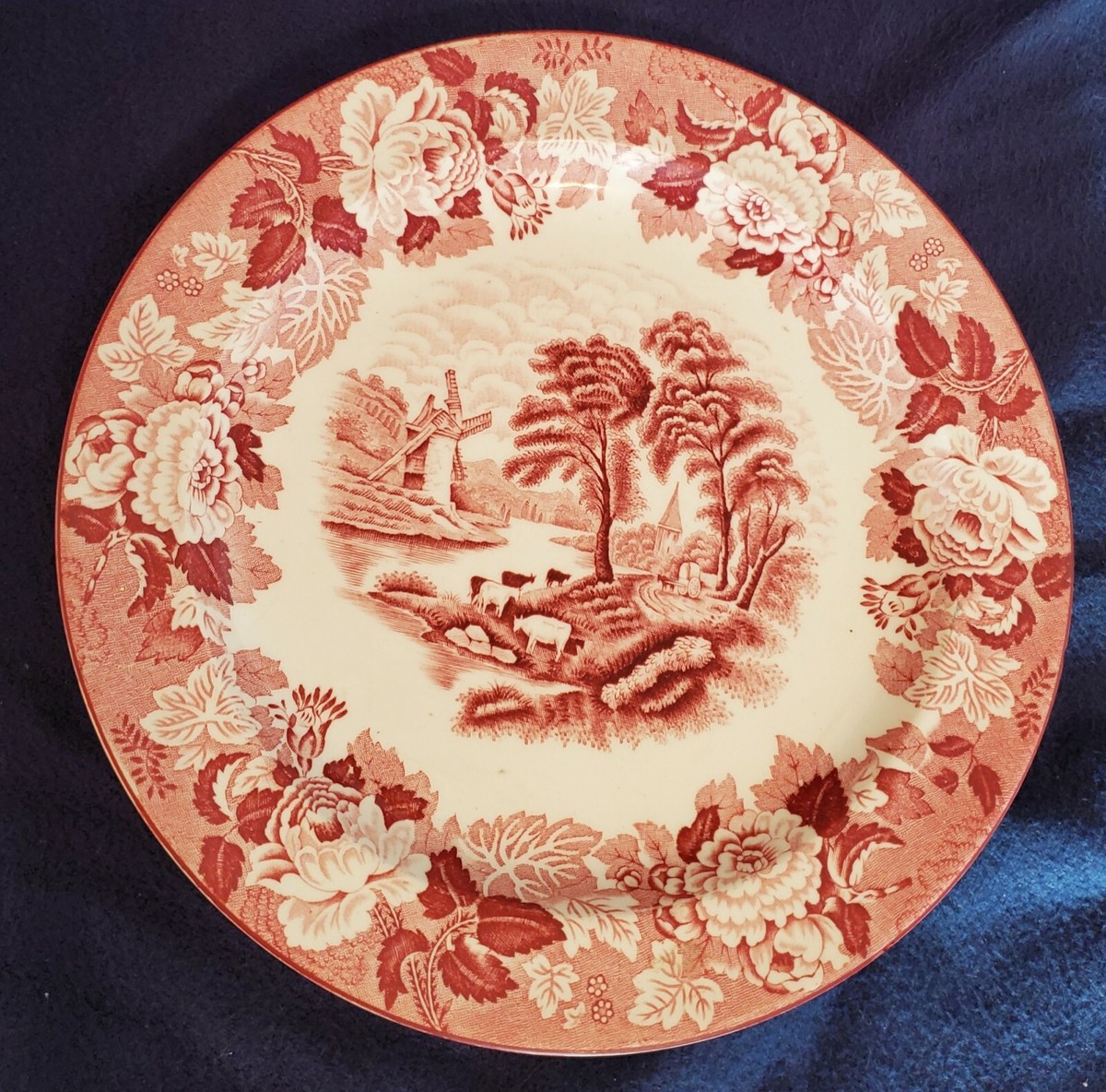Vintage Enoch Woods English Scenery Woods Ware Red Dinner Plate 9