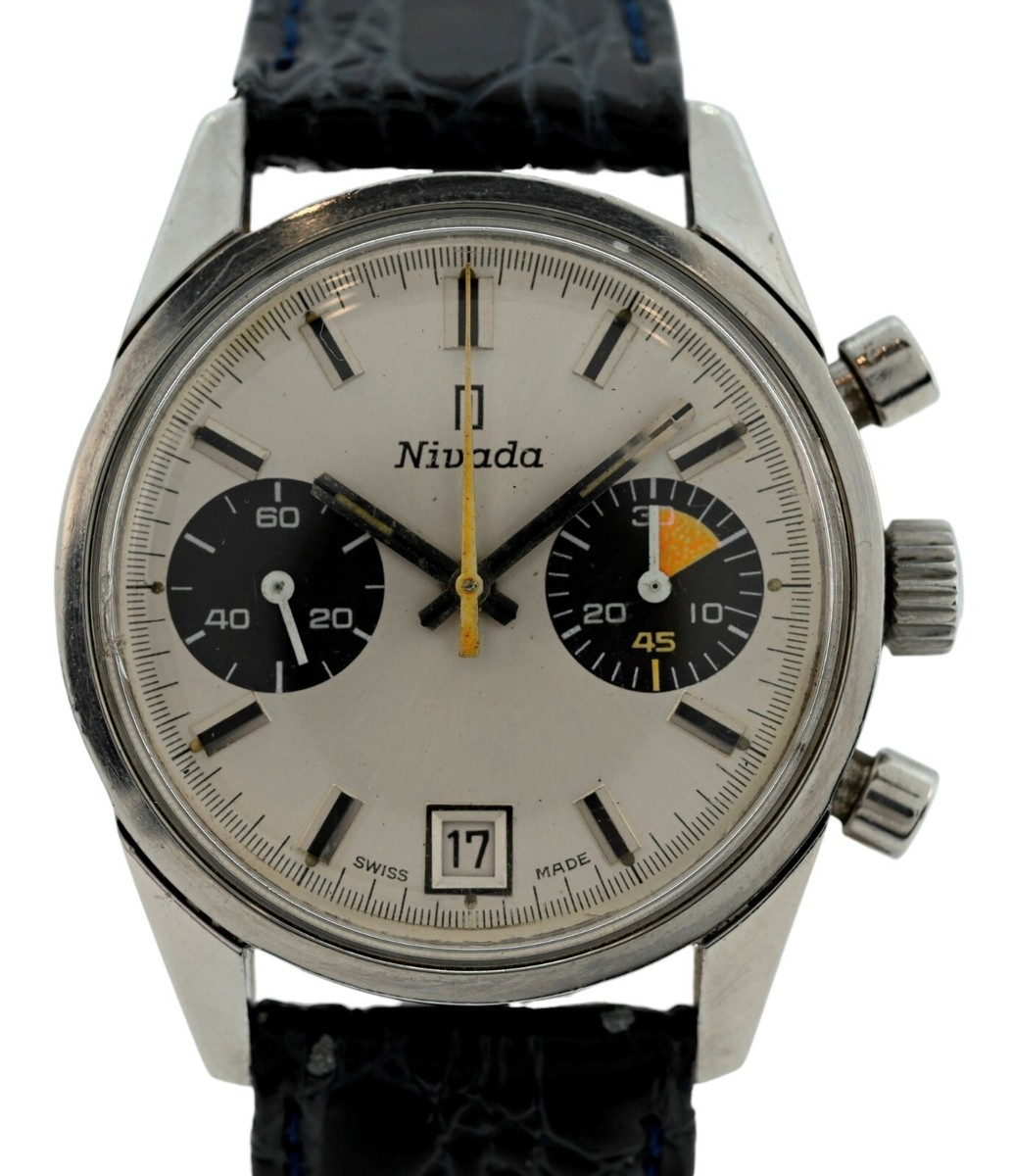Vintage Nivada 36mm Men's Dato Swiss Valjoux 7734 Chronograph
