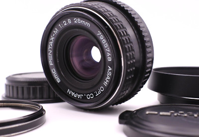 Mint] SMC Pentax M 28mm f2.8 MF Wide Lens K Mount w/ Hood Fast