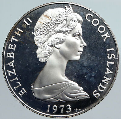 1973 COOK ISLANDS Elizabeth II James Cook Proof Silver 7 1/2