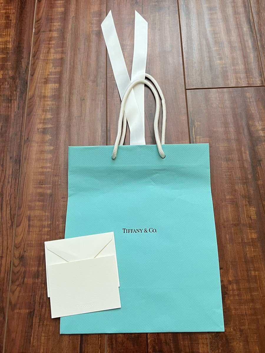 TIFFANY & CO. Blue Paper Shopping Gift Bag with Note Envelope - 10