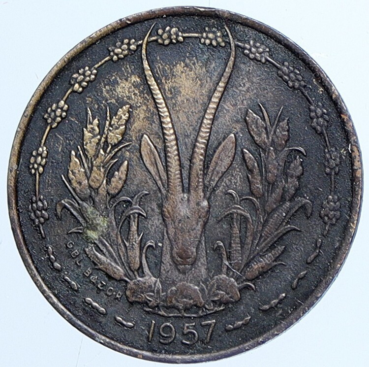 1957 West African States Economic BANK Gazelle Old CFA 10 Francs