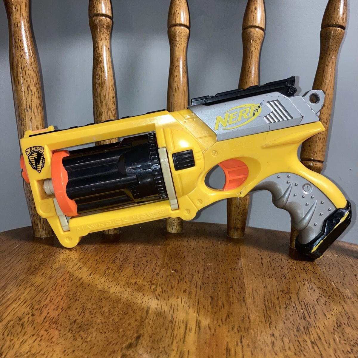 Yellow Nerf N-Strike Maverick Rev-6 Soft Foam Dart Toy Gun Dart