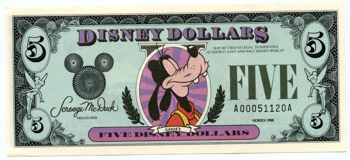 Disney Dollars 1ドルと5ドル セット 【公式通販】