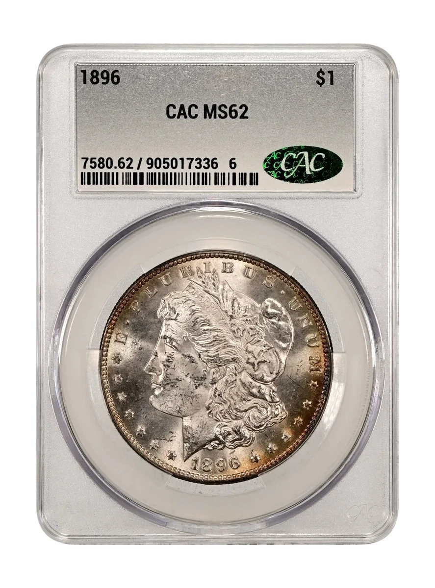 銀貨保証】1896年銘 モルガンダラー 銀貨 MS62 PCGS鑑定 銀貨保証