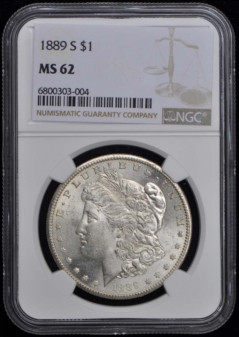 モルガン銀貨1882 S $1 銀貨 MS 62 NGC認証