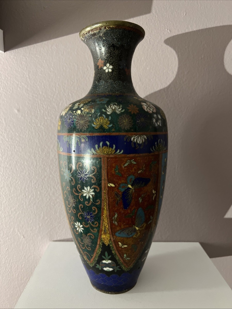 1850 七宝焼景泰藍花瓶2客
