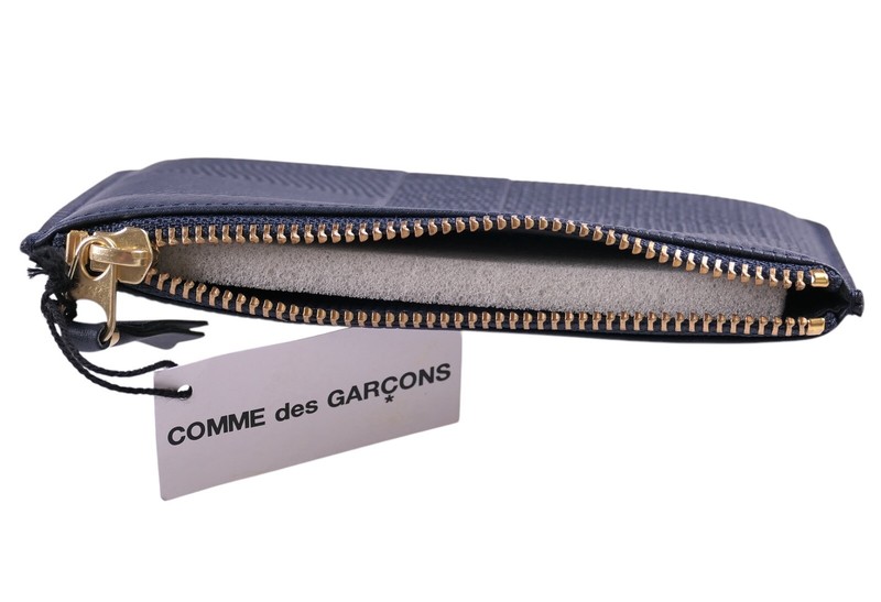 NEW COMME des GARCONS Navy Blue Leather Zip Pouch Coin Wallet | eBay