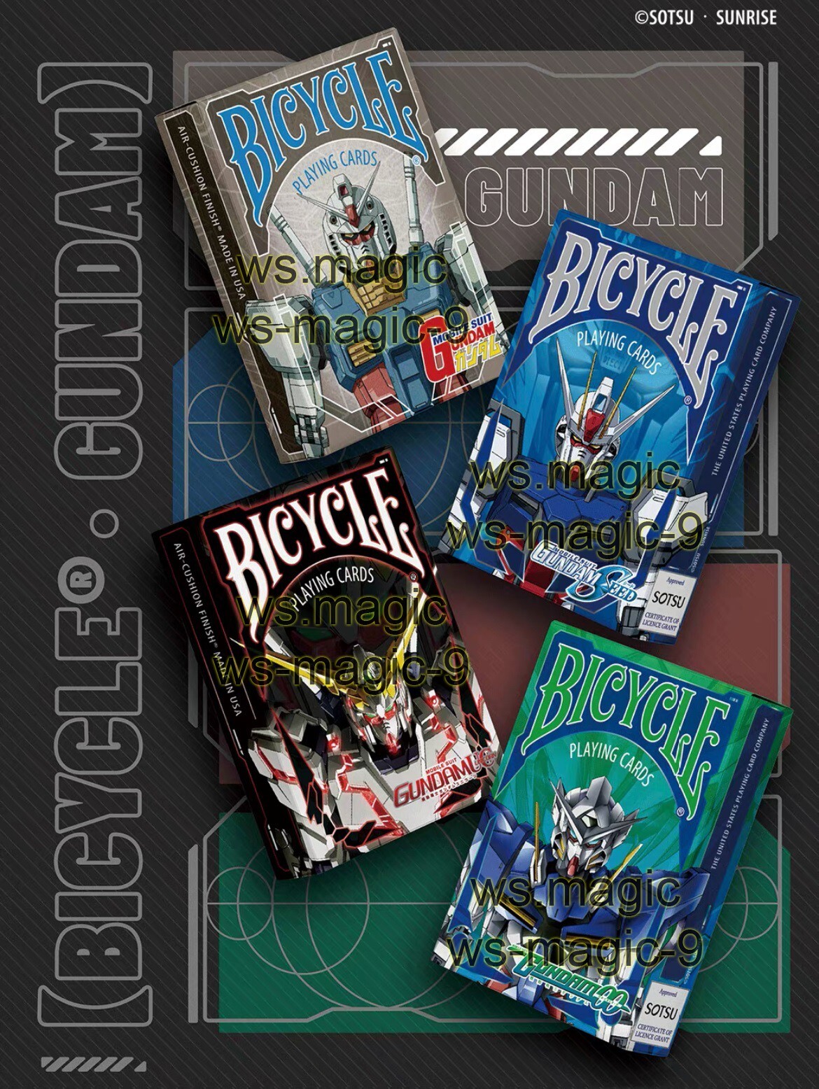 バイスクル ガンダム4デックセット Bicycle Gundam 4decks Bicycle