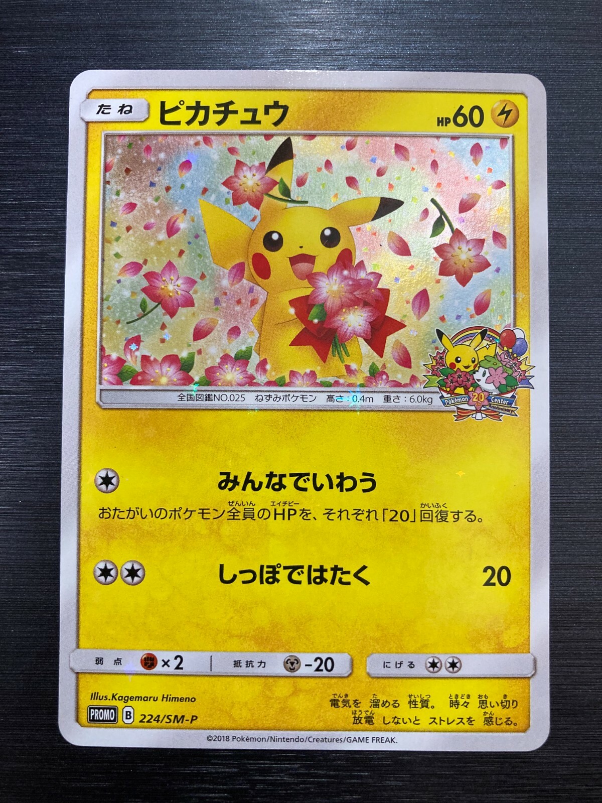 ピカチュウ224/SM-P ピカチュウ ポケモンセンター20周年記念プロモ 224