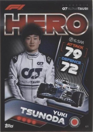 Yuki Tsunoda HERO #61 Topps F1 Turbo Attax 2022 Formula 1 | eBay