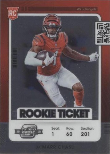 JA'MARR CHASE 2021 PANINI CONTENDERS OPTIC ROOKIE TICKET ROOKIE RC