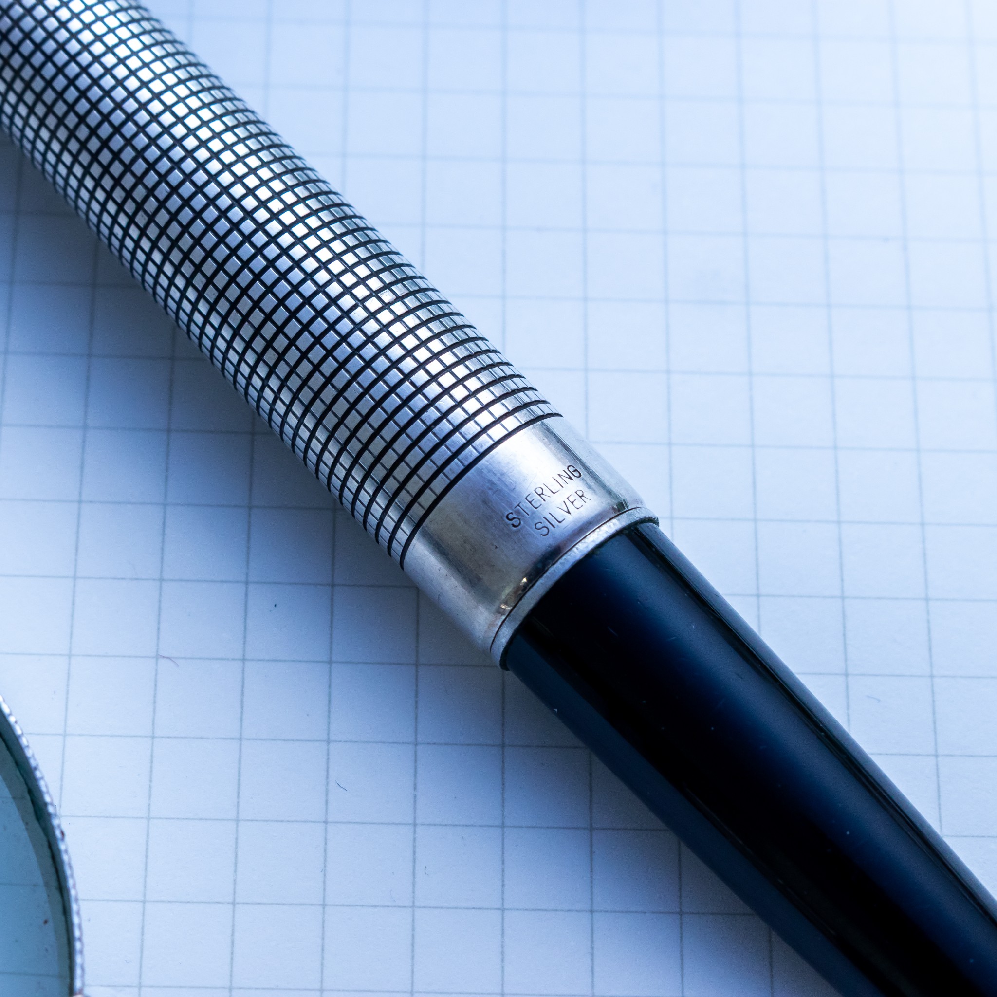 1977 Pilot Elite Sterling Silver Cross Hatch 18K F Nib Pocket