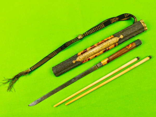 中国 清時代携帯用お箸とナイフ 中国 清時代携帯用お箸