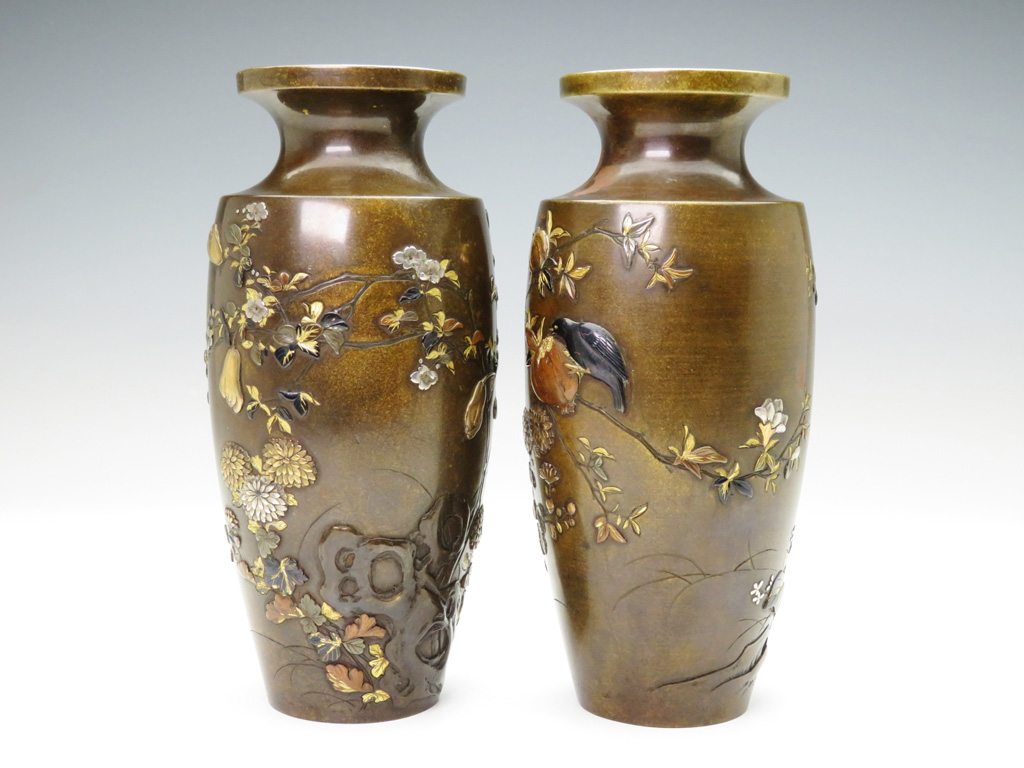 金属製鳥と花の装飾花瓶 金工家 二上常太郎 2026年最新】二上常太郎の