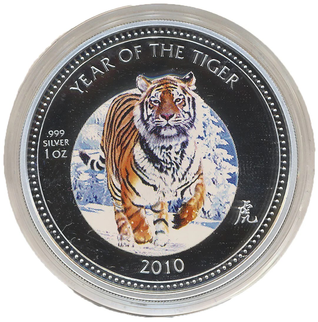Lunar Year of the Tiger 2010 1 Oz .999 Fine Silver Coin(Pitcairn