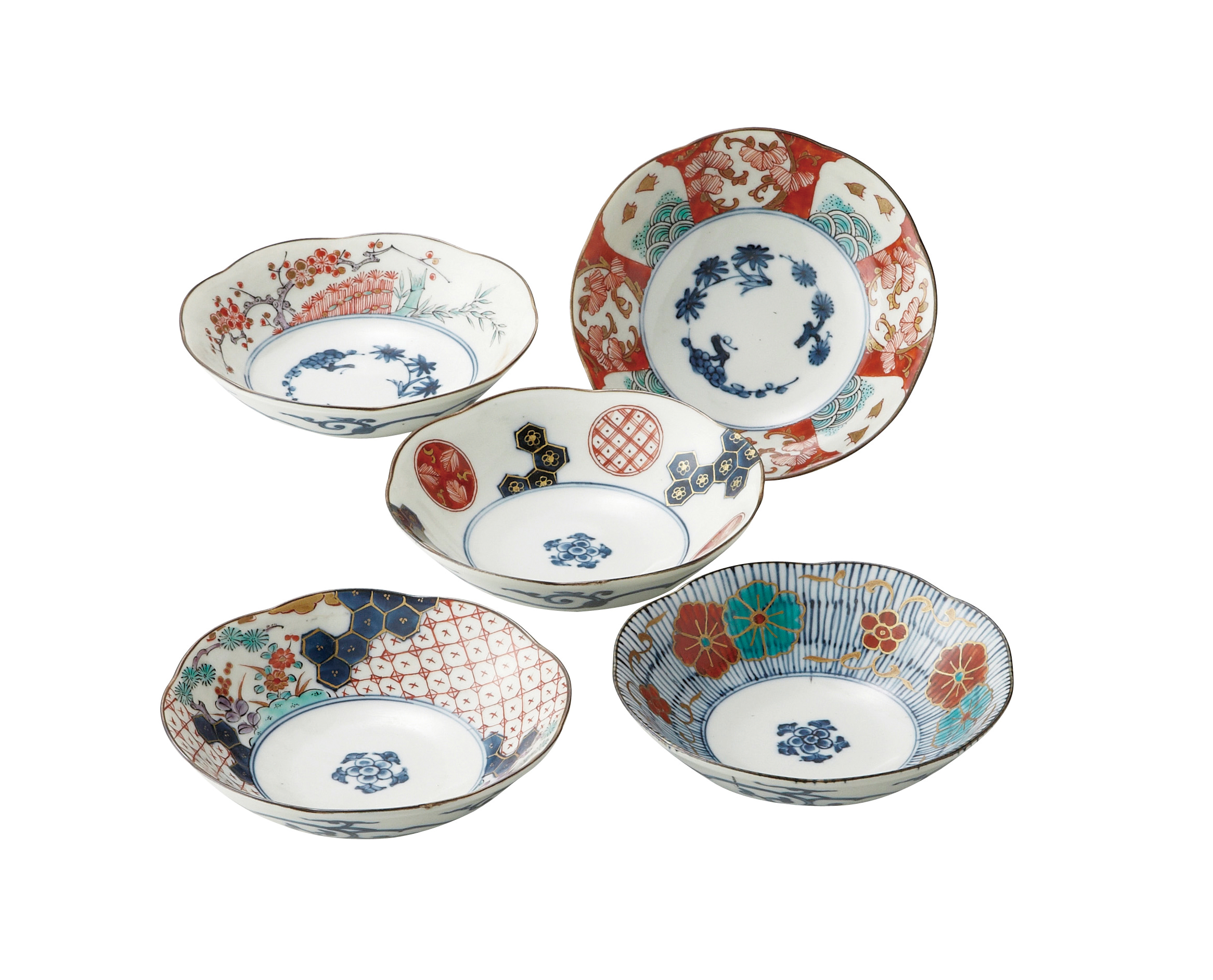 中皿 4枚 鳥 花 染付 古伊万里 上手物 明治 中皿 4枚 鳥 花 染付 古