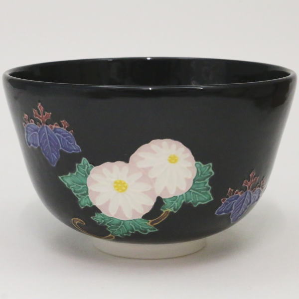 茶器/茶道具 抹茶茶碗】 黒漆交趾 菊桐 中村翠嵐作 重陽の節句 – 今屋
