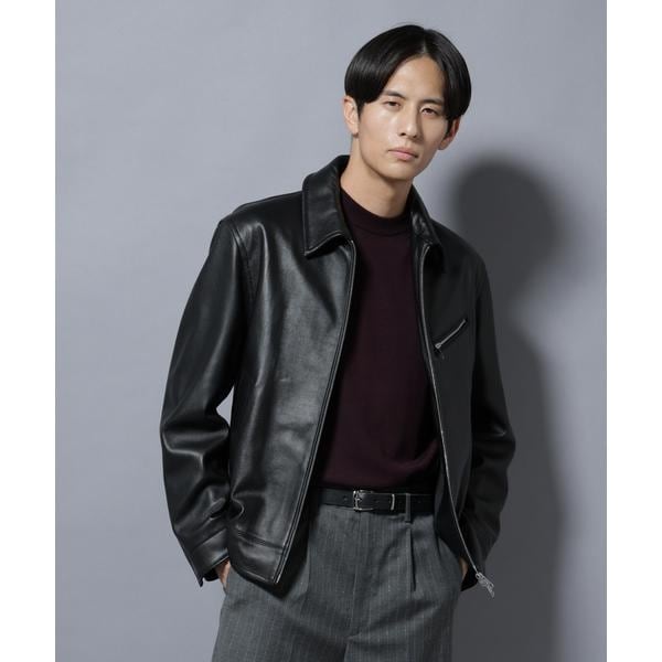 Schott×Nano Universe ブラック レザージャケット 羊革 schott／別注