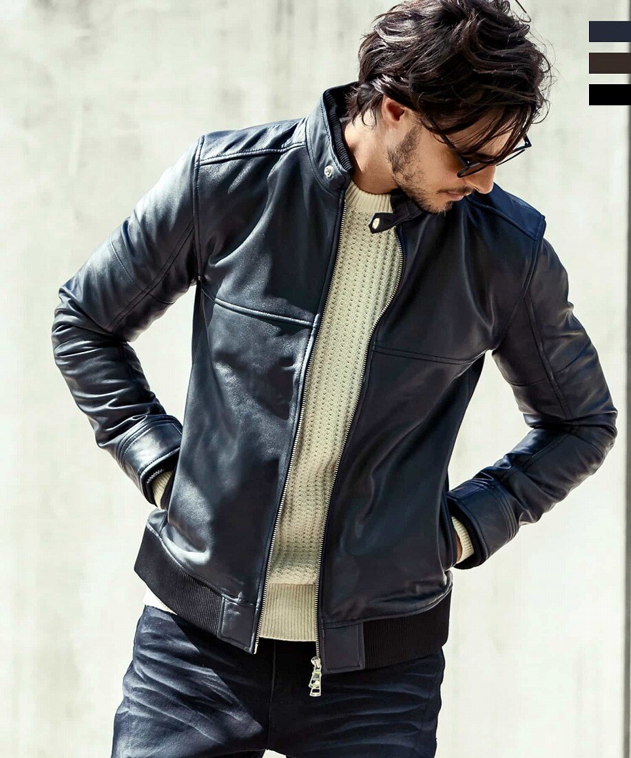 AKM｜エイケイエム ラムレザー シングル ライダースジャケット AKM