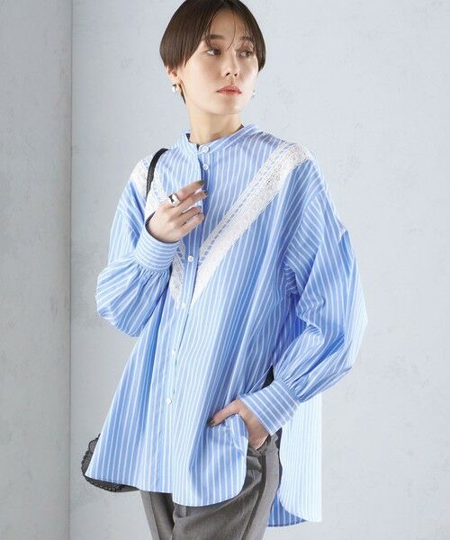 名巧は愚なるが如し ブルーストライプシャツ XL 名巧は愚