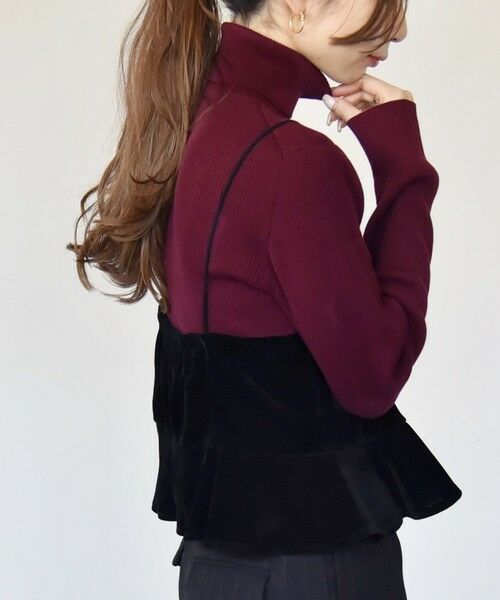 quaranciel:〈手洗い可能〉コットン タートルネック リブ ニット