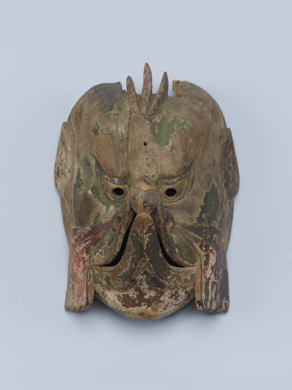 古い烏天狗面 迦楼羅 骨董品 能面 神楽面 戦前 鴉天狗 迦楼