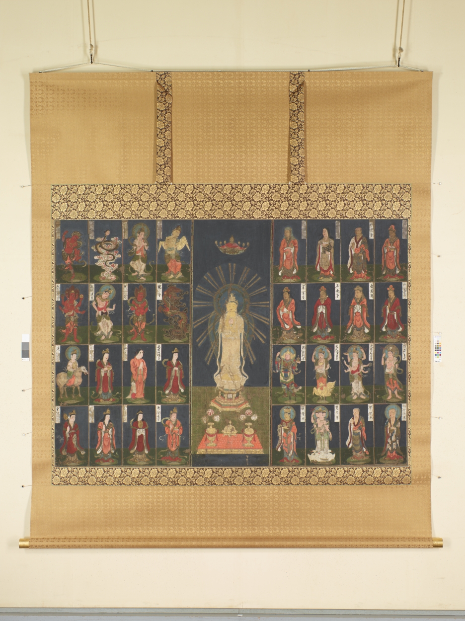 真作】山本兆揚/観世音菩薩/観音図/観音像図/仏事掛/掛軸/名家