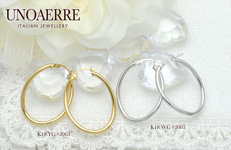 楽天市場】☆ウノアエレ【UNOAERRE】K18イエローゴールド フープピアス