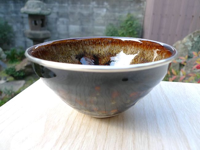 水芙蓉 遼から金時代 天目茶碗吉州窯茶盞宋時代黑釉窯変釉入茶碗(B-35