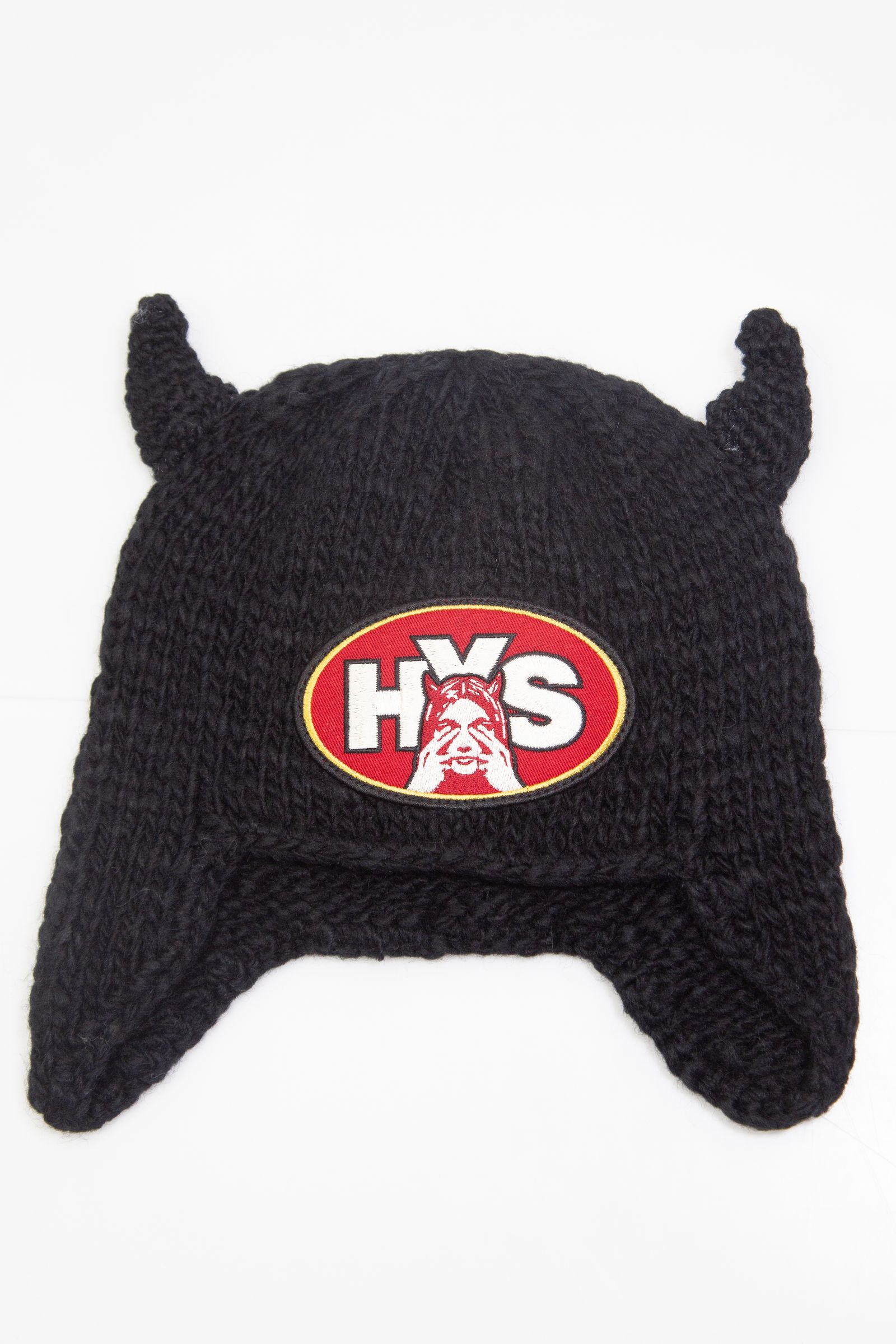 HYSTERIC GLAMOUR - SEE NO EVIL 手編みニットキャップ / ブラック | Tempt