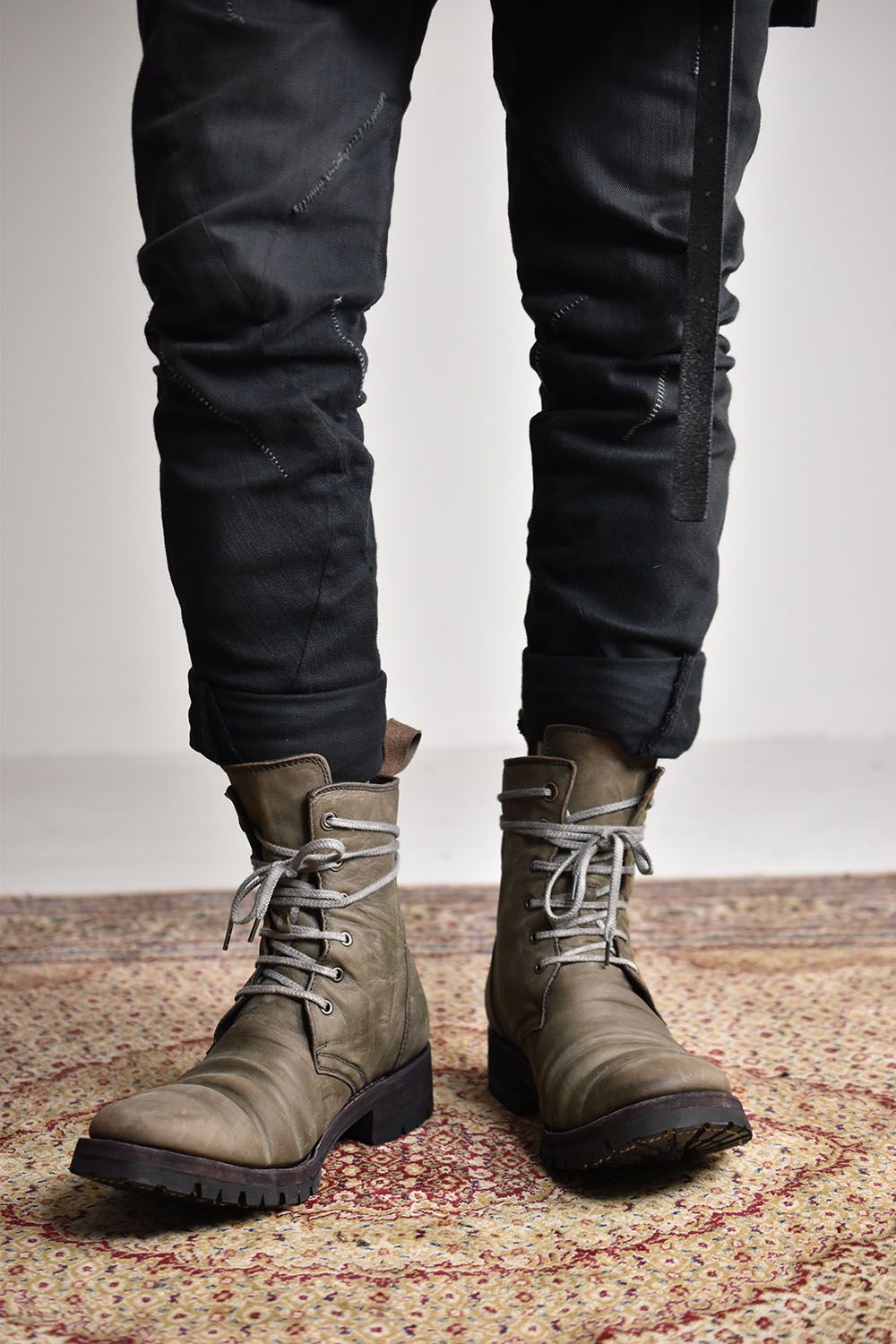 D.HYGEN - Horse Leather Lace Up Combat Boots