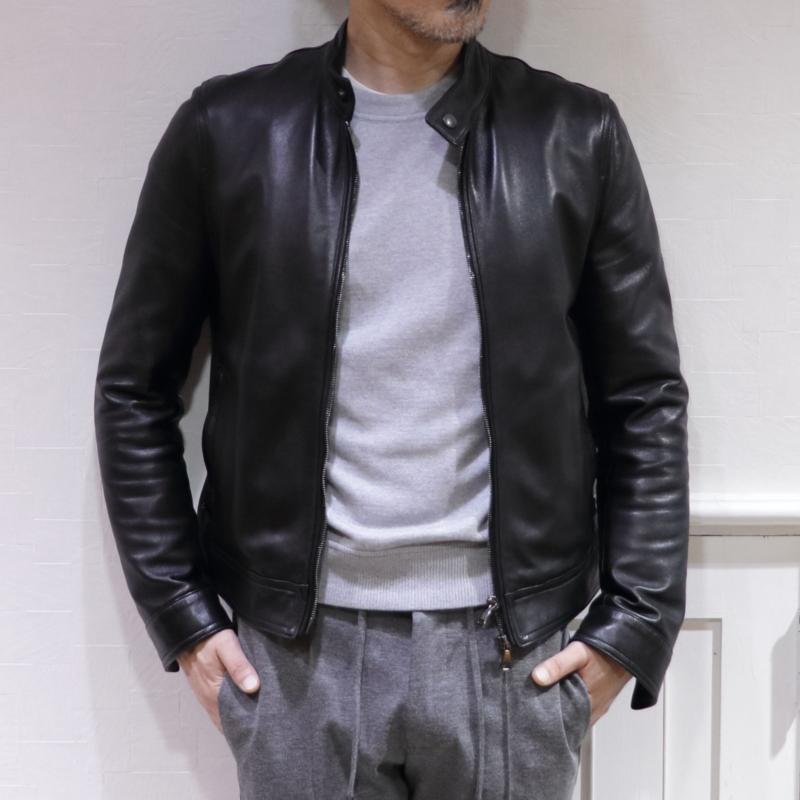 EMMETI エンメティ ライダース ジャケット 羊革 黒 44 S〜M程 EMMETI