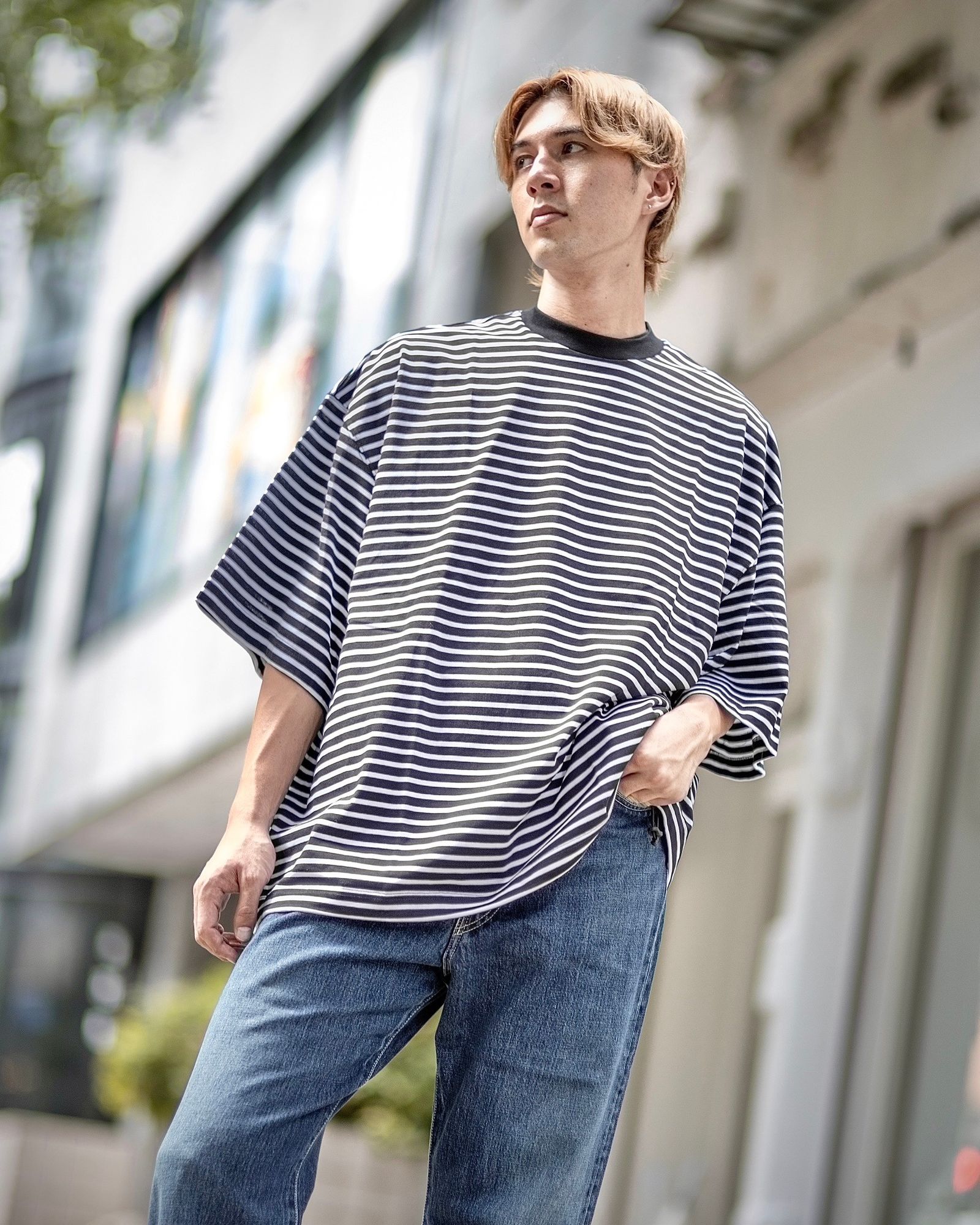 is-ness - イズネス24AW BALLOON STRIPES T SHIRT(31SSSH05-2)BLACK