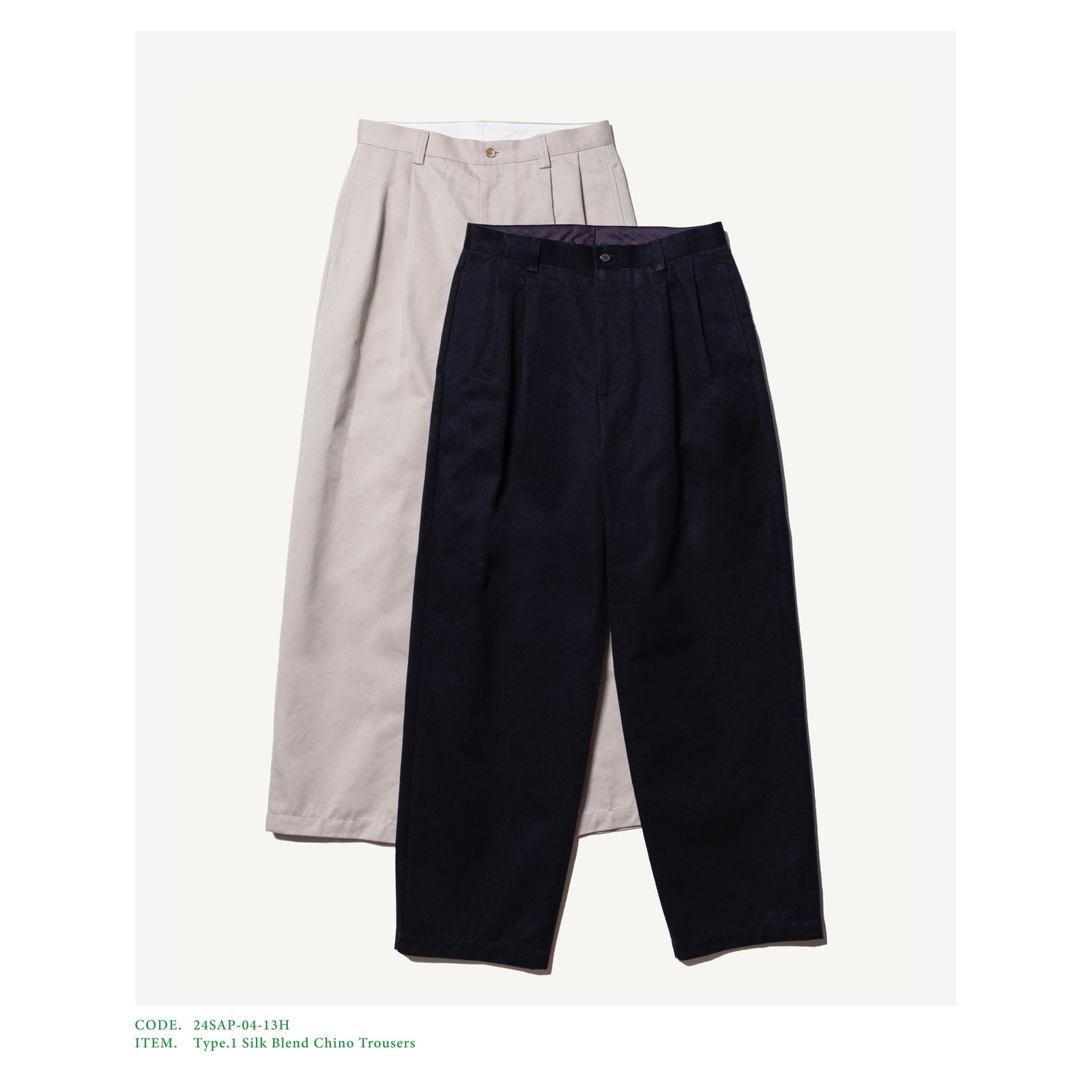 A.PRESSE - アプレッセ24SS Type.1 Silk Blend Chino Trousers (24SAP