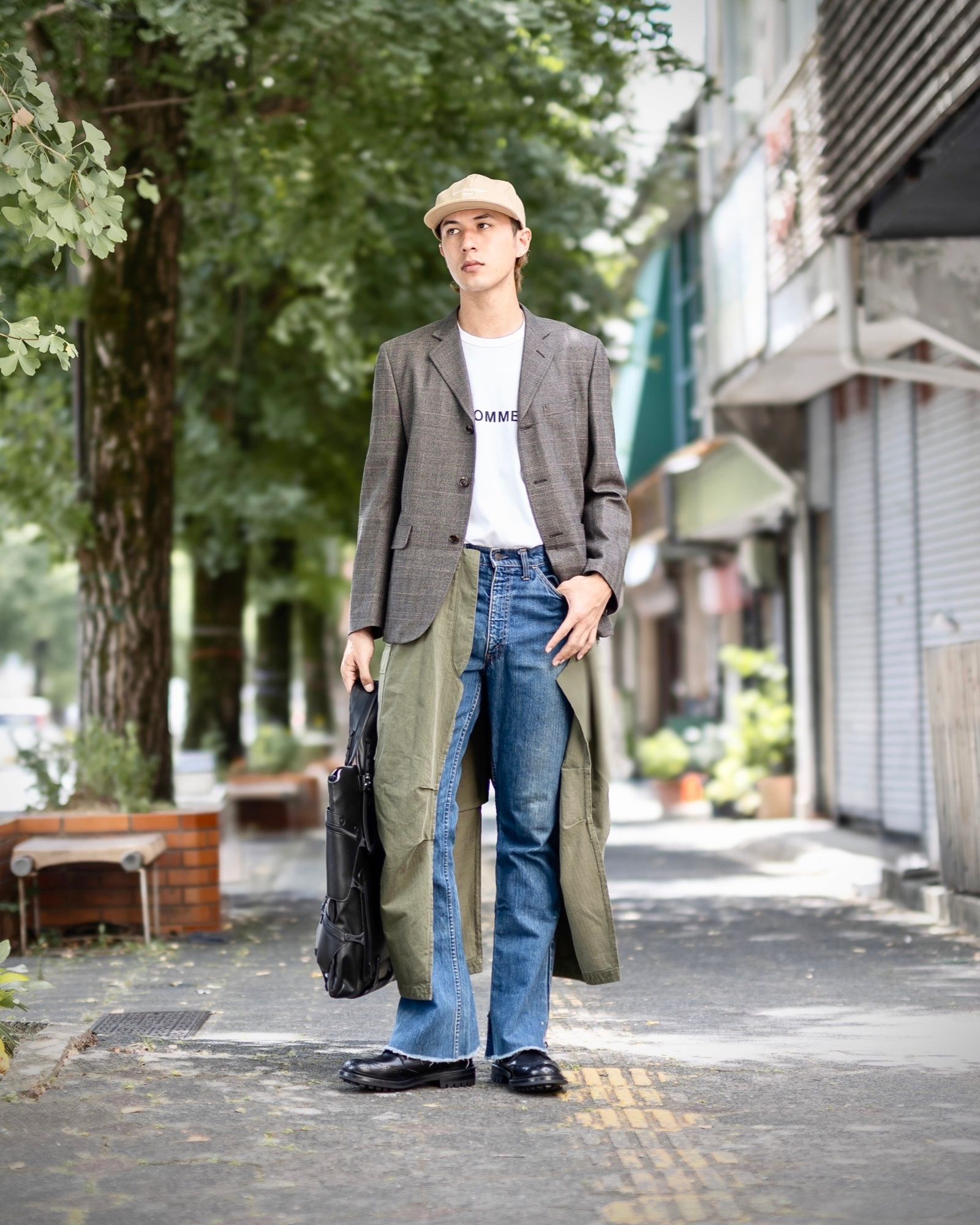 ☆Yx☆ジュンヤワタナベマン 茶系チェック地サルエルカーゴパンツ JUNY