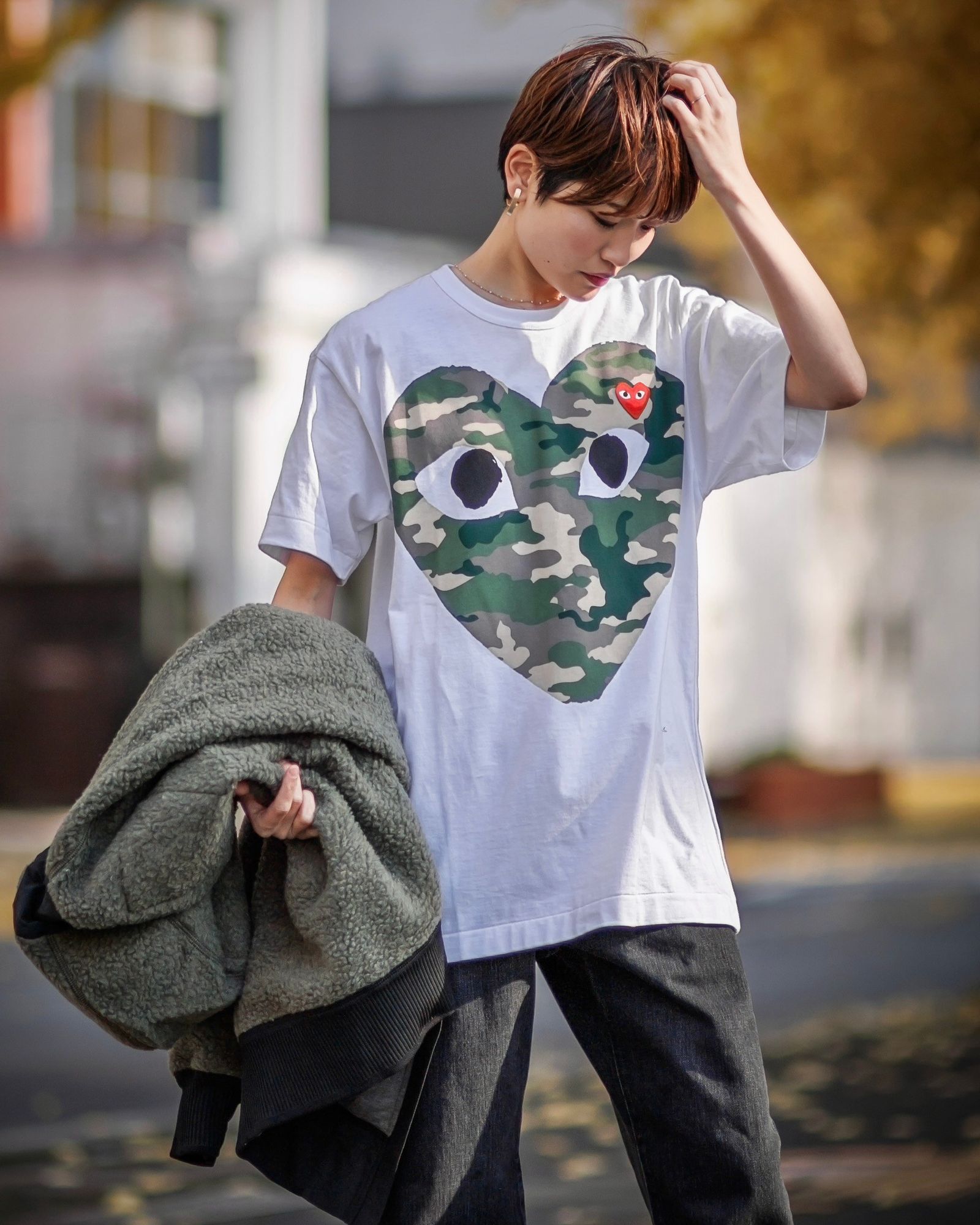 PLAY COMME des GARÇONS 迷彩ハートTシャツ XS PLAY COMME des GARÇONS
