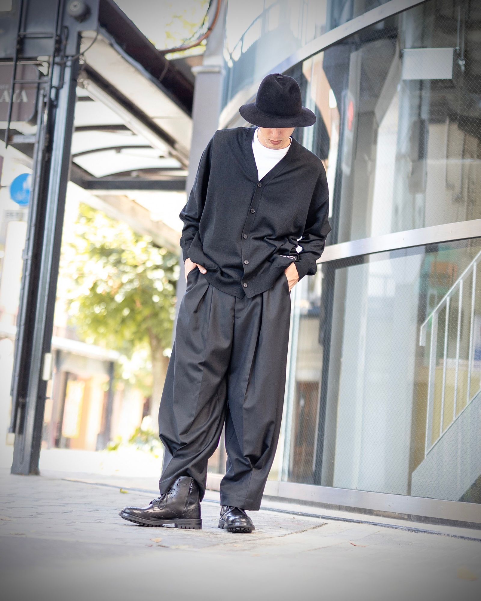 black comme des garcons 23aw エステル 縮絨パンツ black comme des