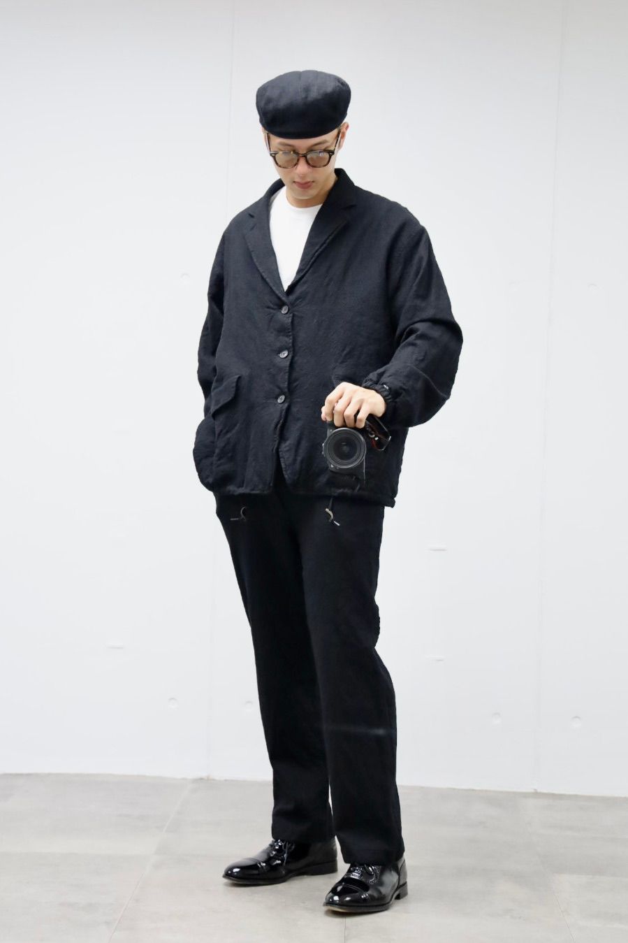 BLACK CdG 2023 AWウール縮絨サルエルパンツ コムデギャルソンCDG