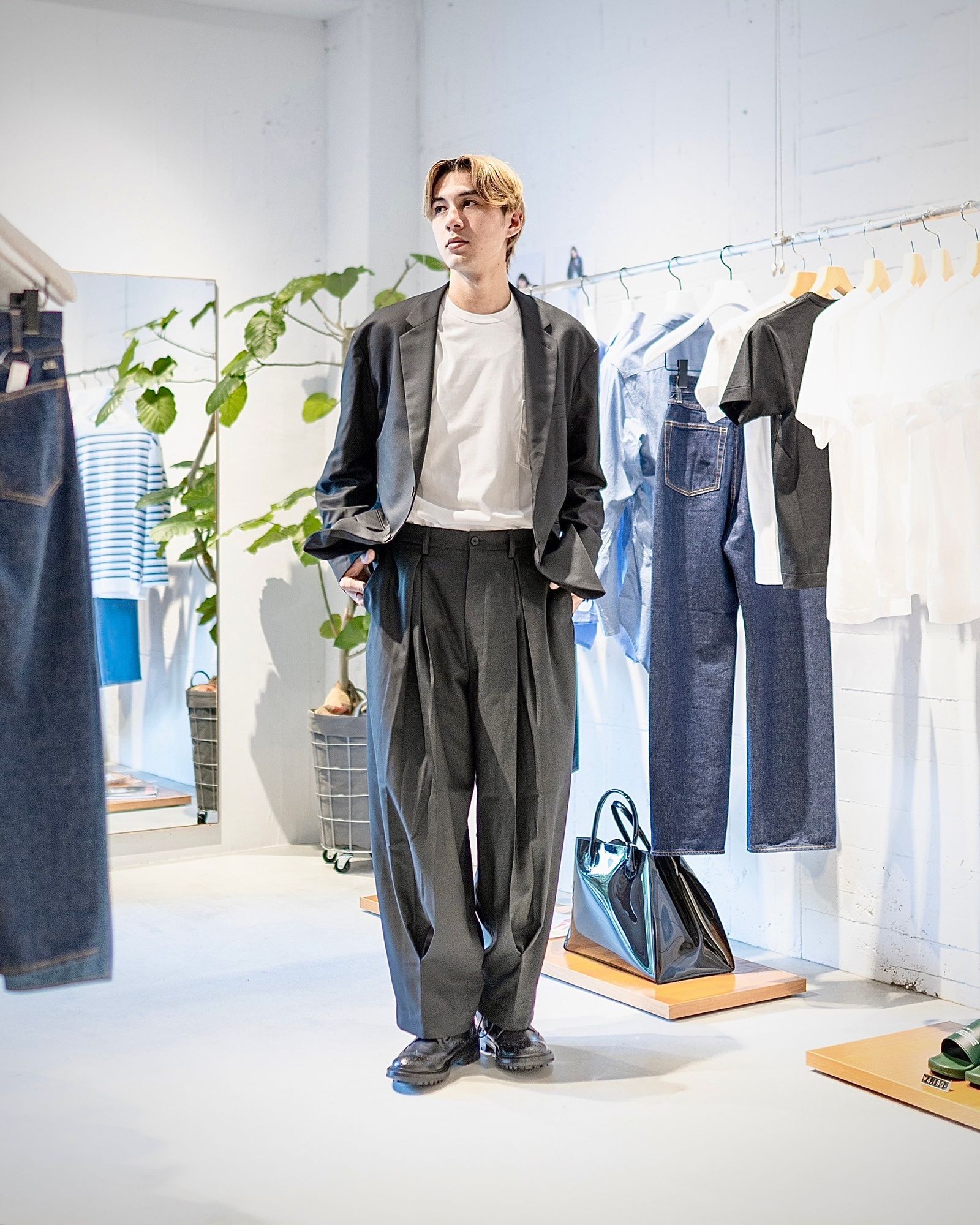 アキ コムデギャルソンオム ウールサージ イージースラックス M アキ