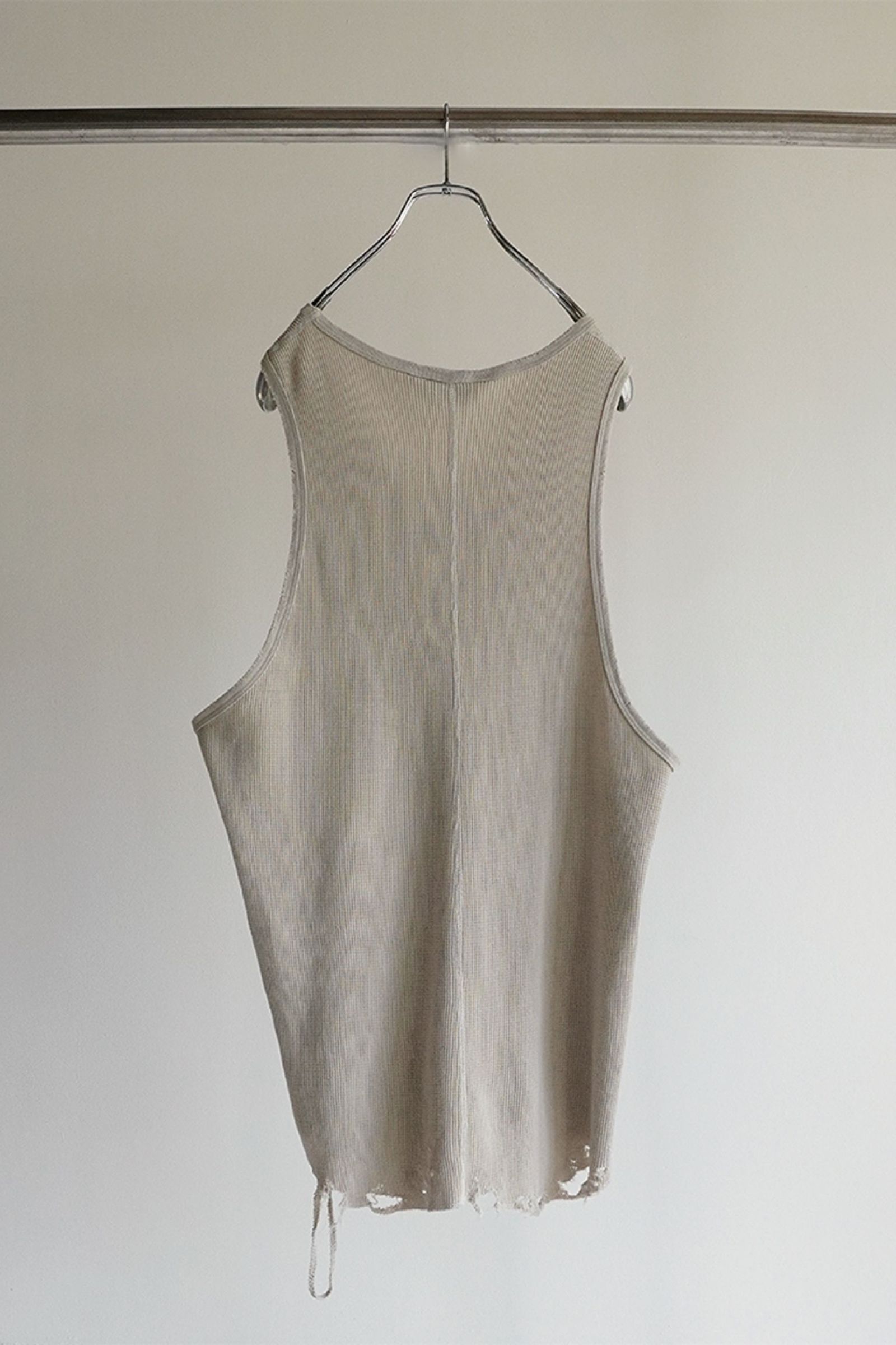 ANCELLM - DAMAGE WAFFLE TANK TOP/GREIGE | NapsNote