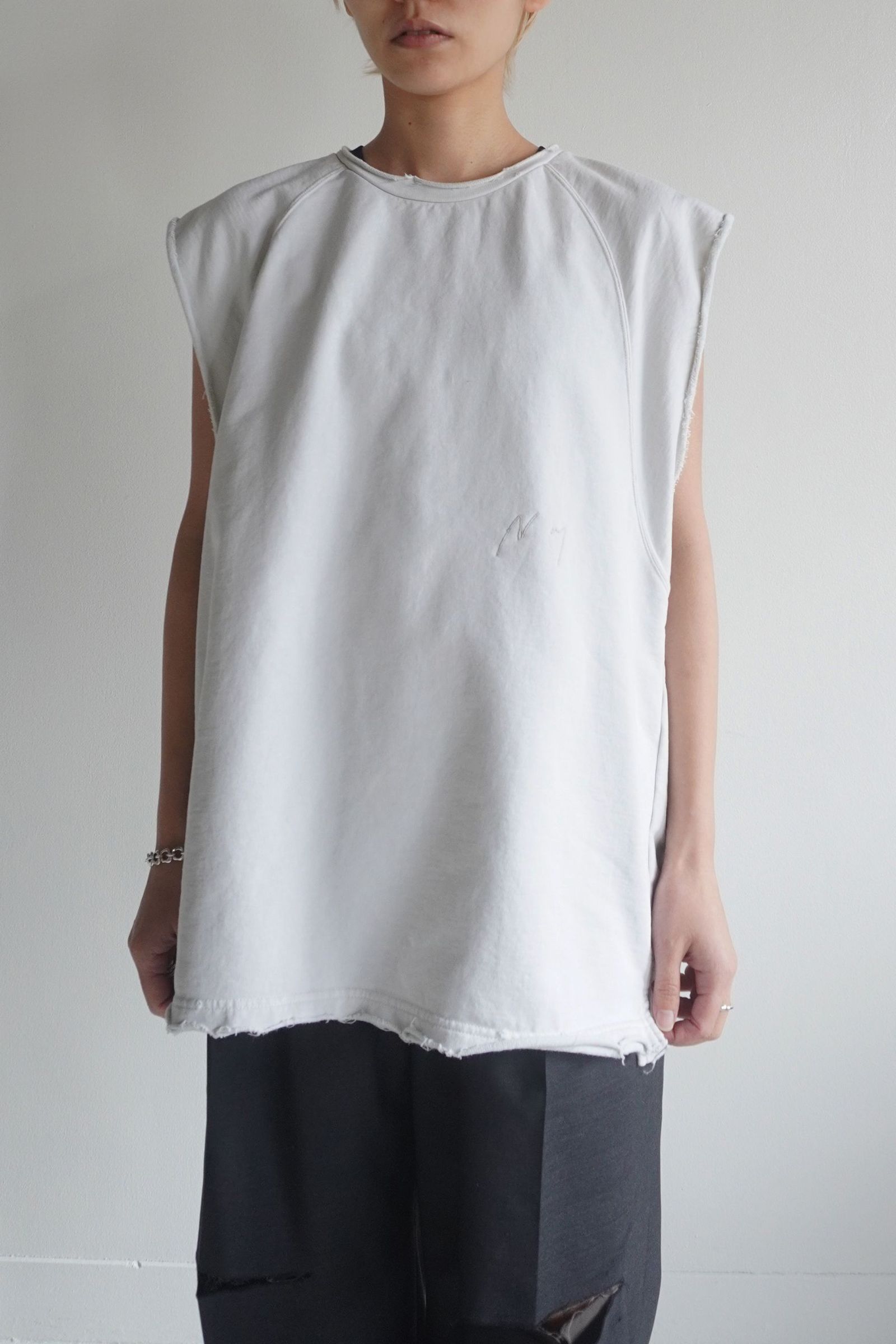 ANCELLM - SLEEVELESS AGING T-SHIRT/WHITE | NapsNote