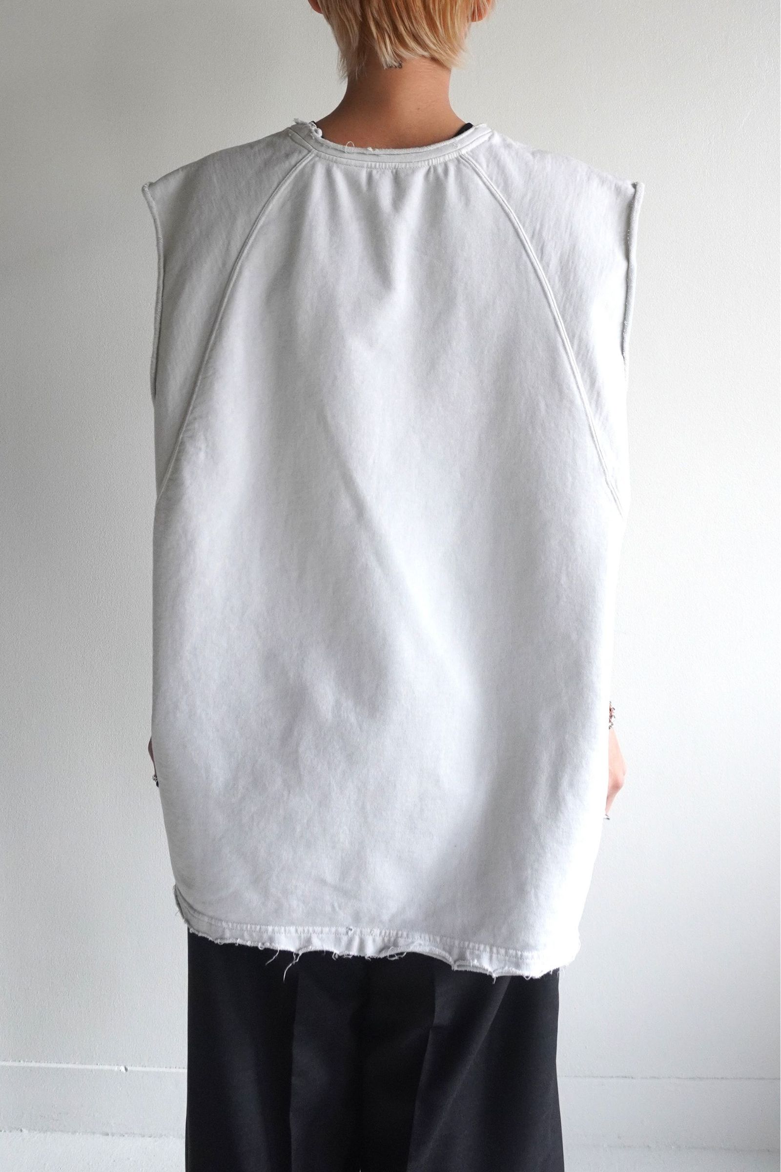 ANCELLM - SLEEVELESS AGING T-SHIRT/WHITE | NapsNote