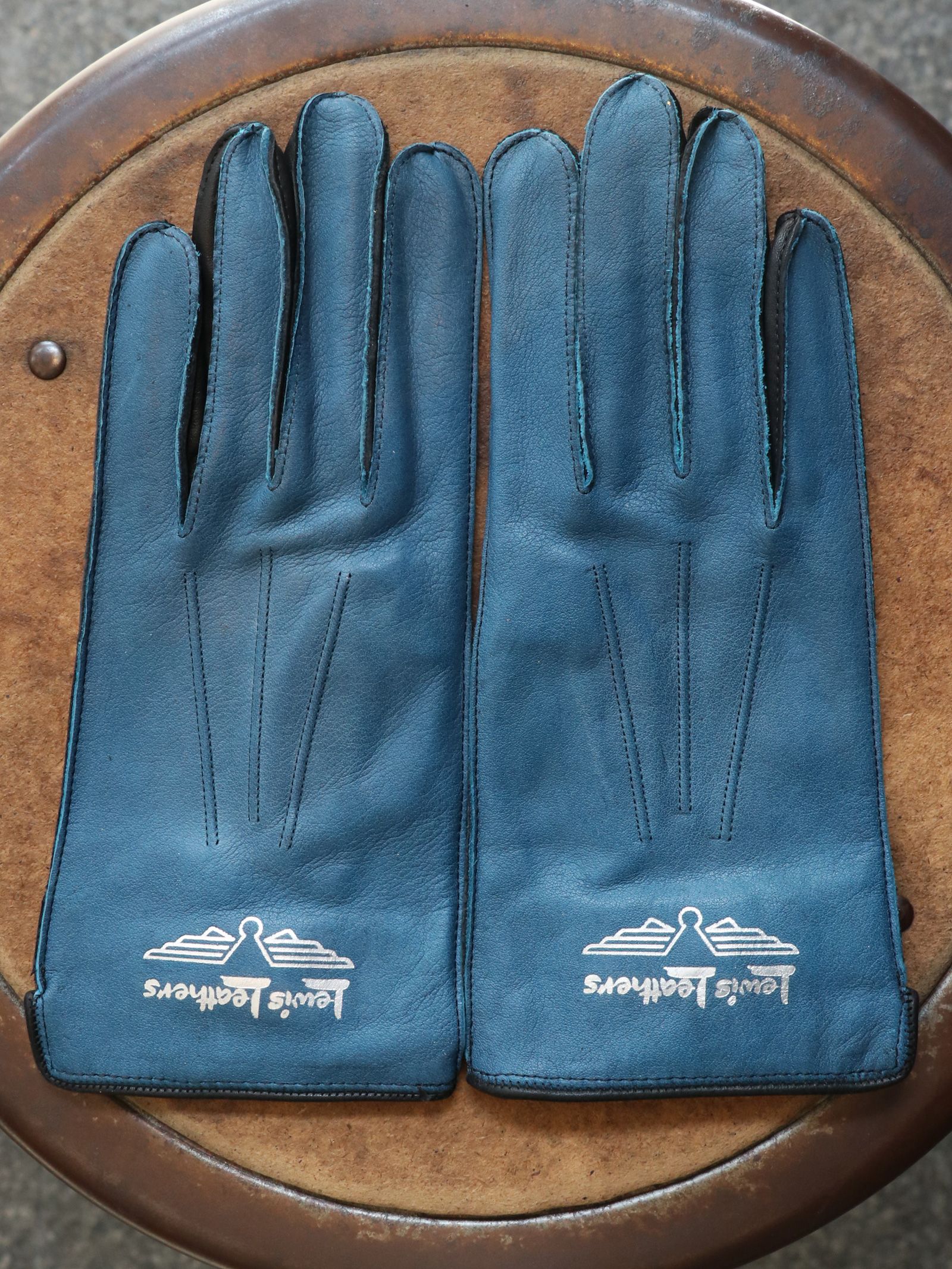 ルイスレザー 本革手袋 ブラック ブルー M ルイスレザー 本革手袋