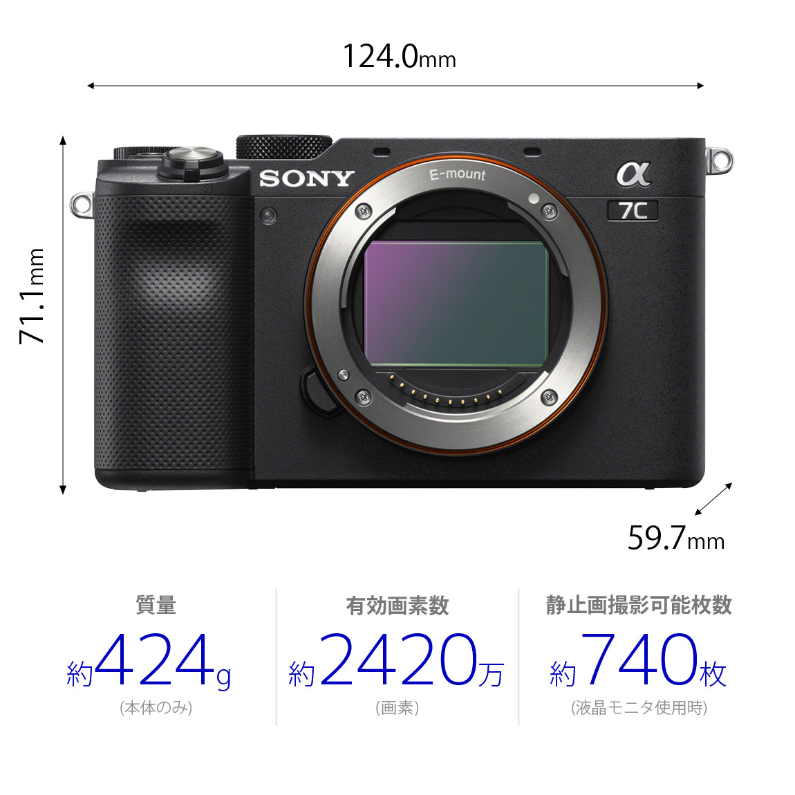 α7C ミラーレス一眼カメラ ブラック ILCE-7CB ［ボディ単体］｜の通販