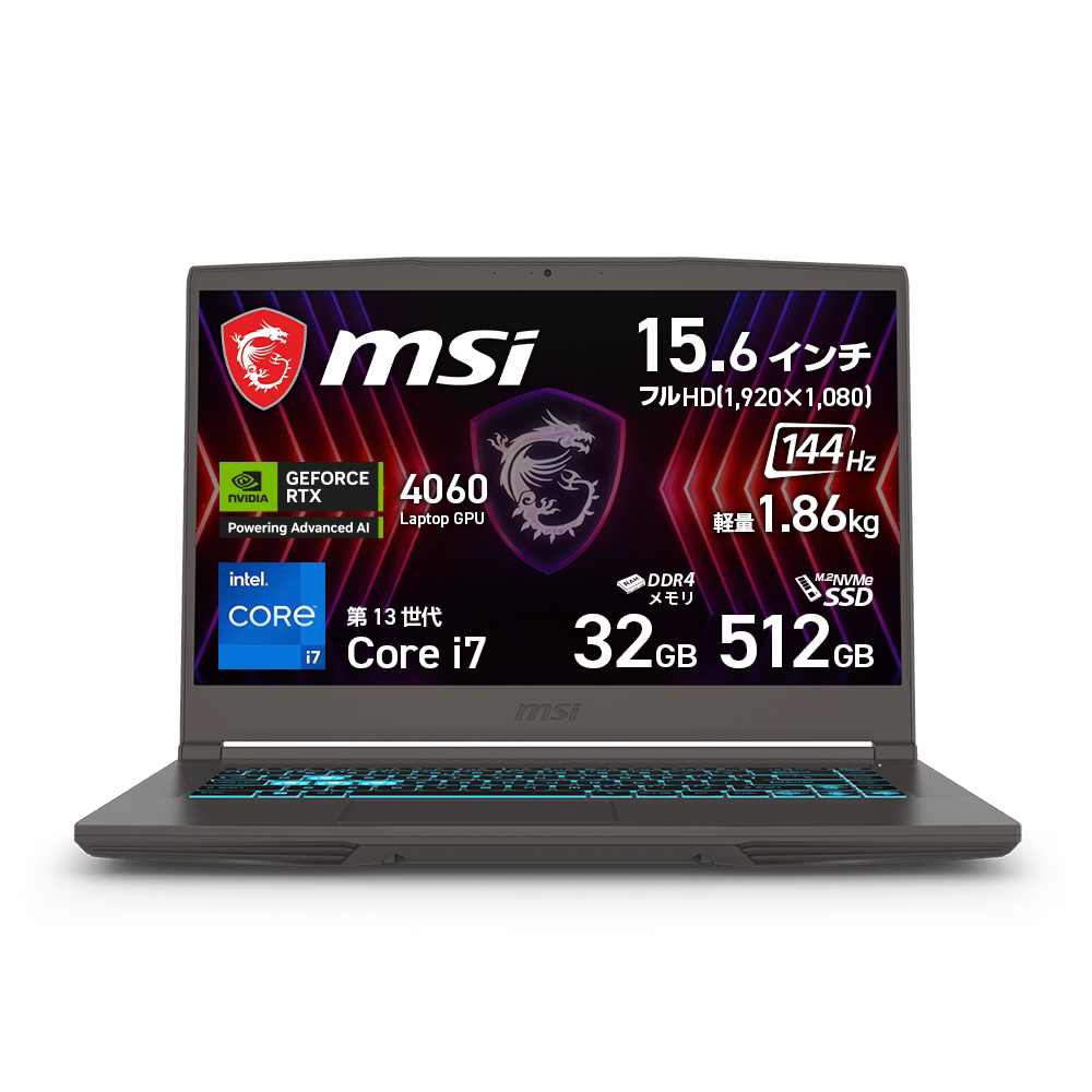 ゲーミングノートパソコン Thin 15 B13V コスモスグレイ Thin-15-B13VF