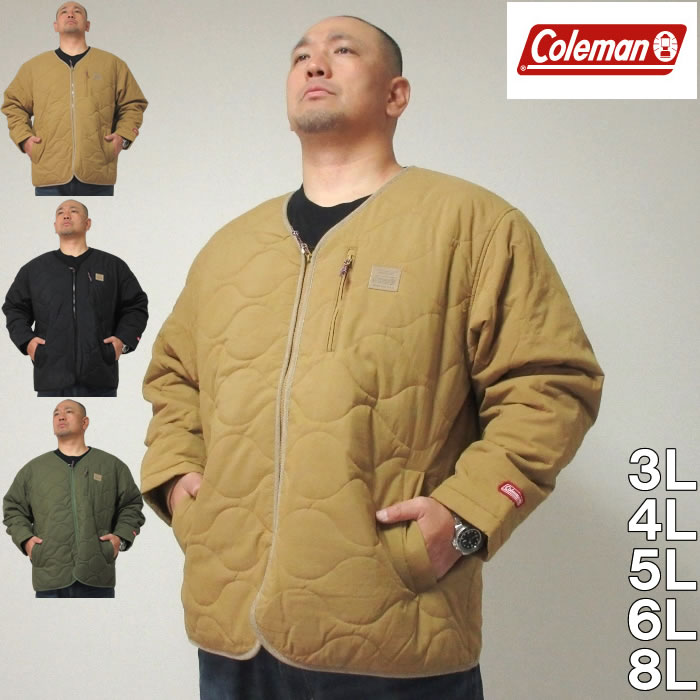 大きいサイズ メンズ Coleman-フルダルナイロンリップキルトジャケット