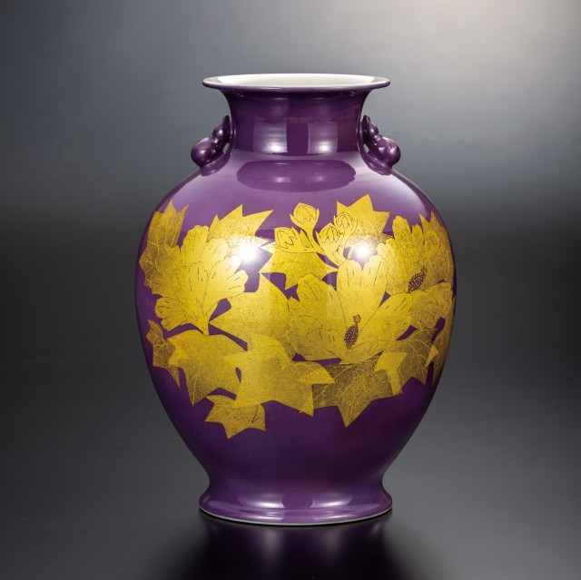 九谷焼花器/穂光/百人一首【美品】金色装飾 Yahoo!オークション -「穂